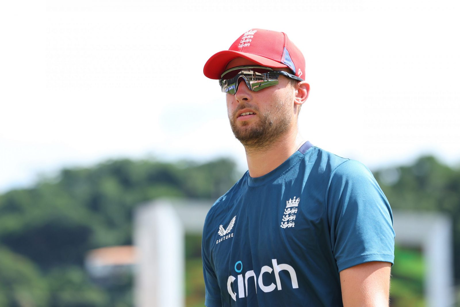 England's Will Jacks of ahead of play during the 3rd T20 International match between West Indies and England. Photo by Ashley Allen/Getty Images
